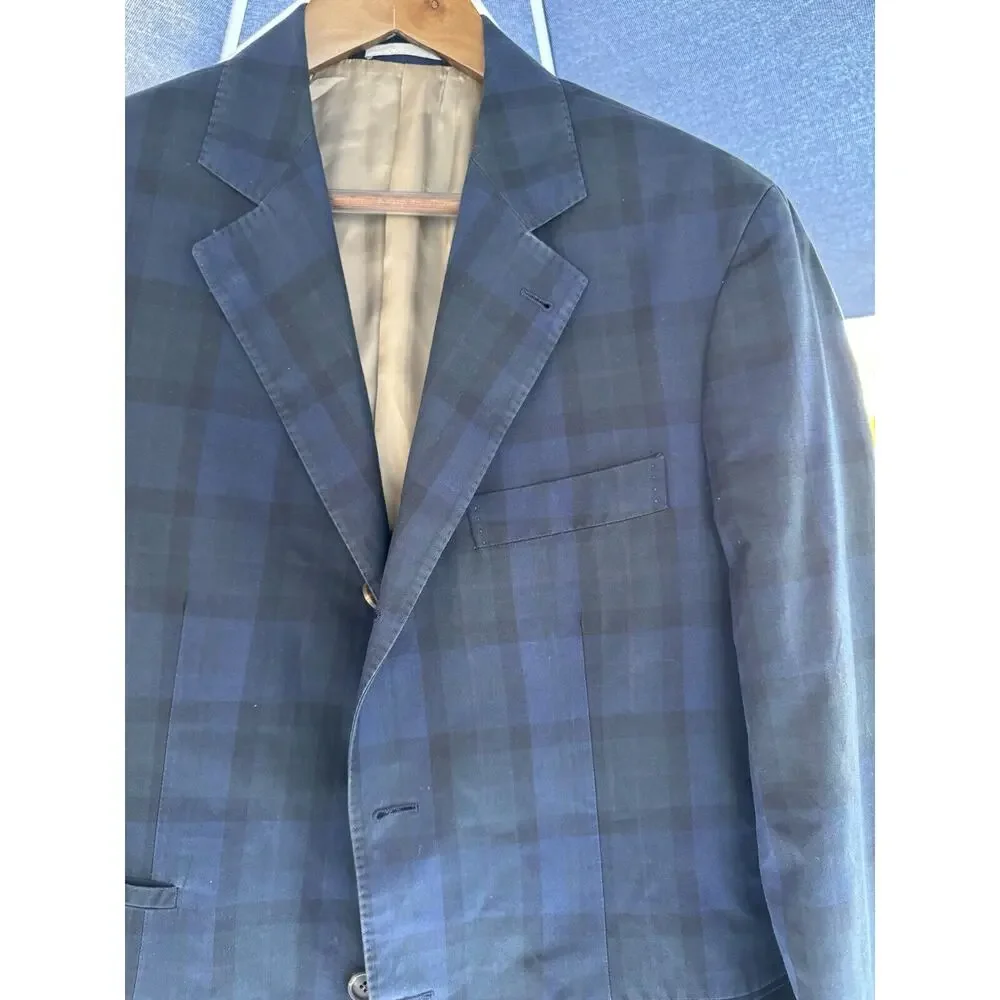 Brunello Cucinelli Blackwatch Plaid Cotton Blazer Jacket Size 50/40 Italy Men